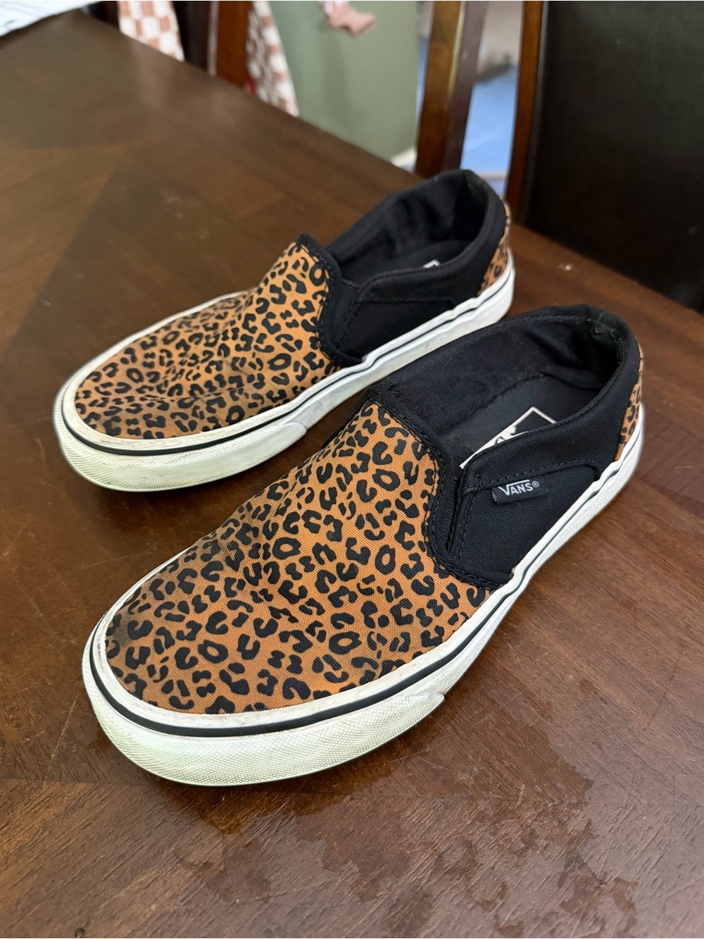 Vans Slip-On Leopard Print Canvas Loafers - Black & Brown